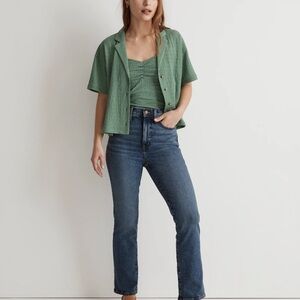 Madewell Crinkle-Knit Button-Front Top and Crinkled Ruched-Front Cami Tank Top